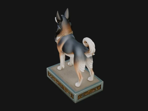 Dog on Pedestal Statue Design 3 - 3D Print Model 3D Print Model