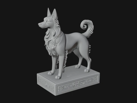 Dog on Pedestal Statue Design 3 - 3D Print Model 3D Print Model