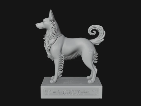 Dog on Pedestal Statue Design 3 - 3D Print Model 3D Print Model