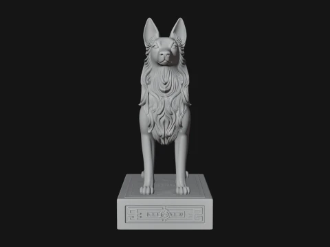 Dog on Pedestal Statue Design 3 - 3D Print Model 3D Print Model
