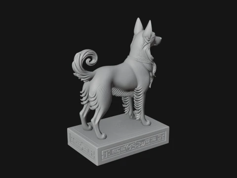Dog on Pedestal Statue Design 3 - 3D Print Model 3D Print Model