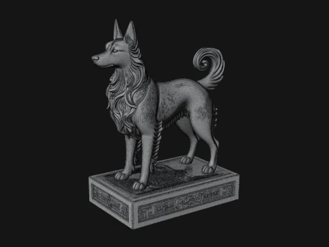 Dog on Pedestal Statue Design 3 - 3D Print Model 3D Print Model