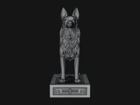 Dog on Pedestal Statue Design 3 - 3D Print Model 3D Print Model