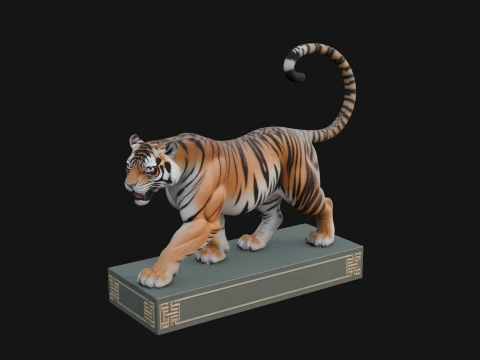 Standing Tiger Statue Design 4 - 3D Print Model 3D 프린트 모델