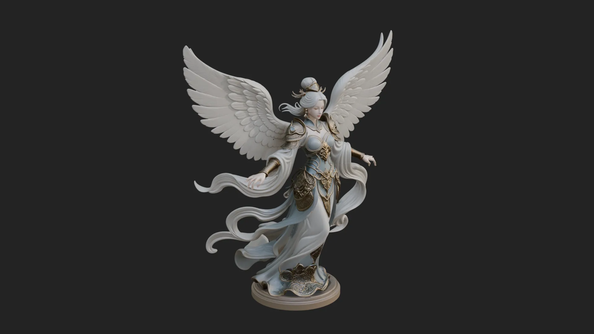 Winged Celestial Fairy Statue Design 4 - 3D Print Model 3D Print Model .c4d .max .obj .3ds .fbx .stl .blend 