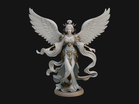 Winged Celestial Fairy Statue Design 4 - 3D Print Model 3D Print Model