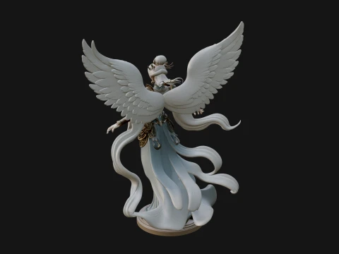 Winged Celestial Fairy Statue Design 4 - 3D Print Model 3D Print Model