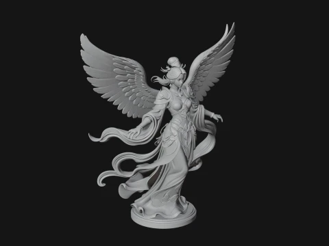 Winged Celestial Fairy Statue Design 4 - 3D Print Model 3D Print Model