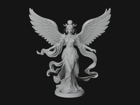 Winged Celestial Fairy Statue Design 4 - 3D Print Model 3D Print Model