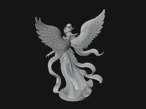 Winged Celestial Fairy Statue Design 4 - 3D Print Model 3D Print Model