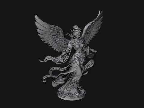 Winged Celestial Fairy Statue Design 4 - 3D Print Model 3D Print Model