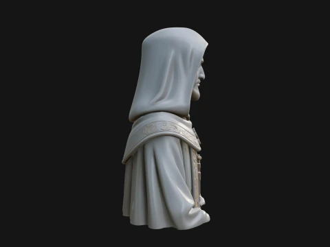 Hooded Monk Bust Statue Design 4 - 3D Print Model 3D Print Model