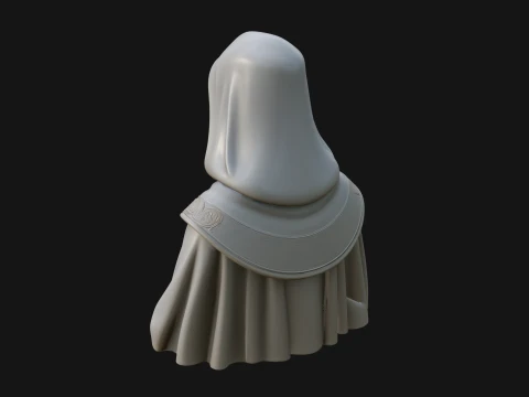Hooded Monk Bust Statue Design 4 - 3D Print Model 3D Print Model