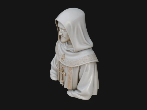 Hooded Monk Bust Statue Design 4 - 3D Print Model 3D Print Model