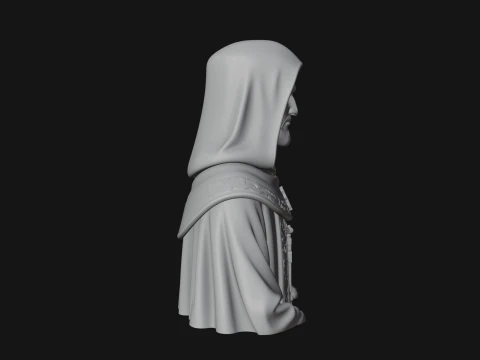 Hooded Monk Bust Statue Design 4 - 3D Print Model 3D Print Model