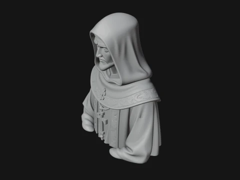 Hooded Monk Bust Statue Design 4 - 3D Print Model 3D Print Model