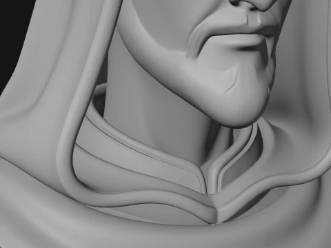 Hooded Monk Bust Statue Design 4 - 3D Print Model 3D Print Model