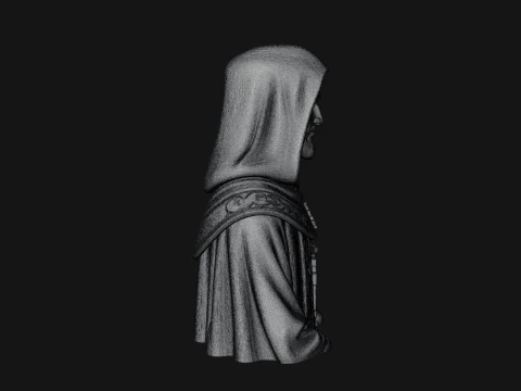 Hooded Monk Bust Statue Design 4 - 3D Print Model 3D Print Model