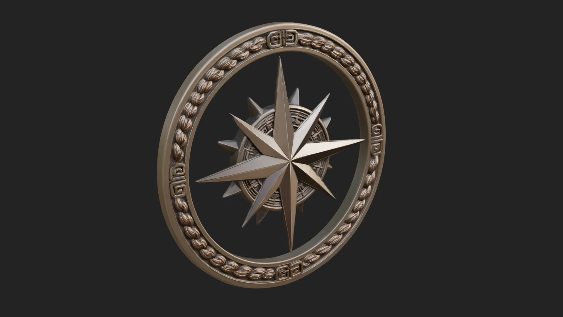 Compass Rose Medallion Pendant Design 3 - 3D Print Model 3D Print Model .c4d .max .obj .3ds .fbx .stl .blend 