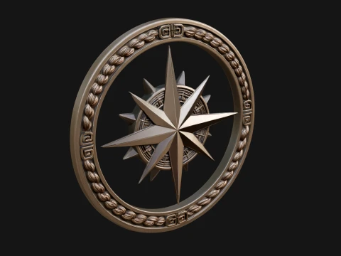 Compass Rose Medallion Pendant Design 3 - 3D Print Model 3D Print Model