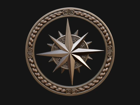 Compass Rose Medallion Pendant Design 3 - 3D Print Model 3D Print Model