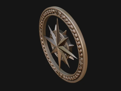 Compass Rose Medallion Pendant Design 3 - 3D Print Model 3D Print Model