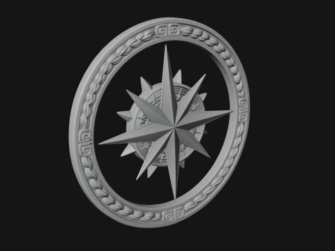 Compass Rose Medallion Pendant Design 3 - 3D Print Model 3D Print Model