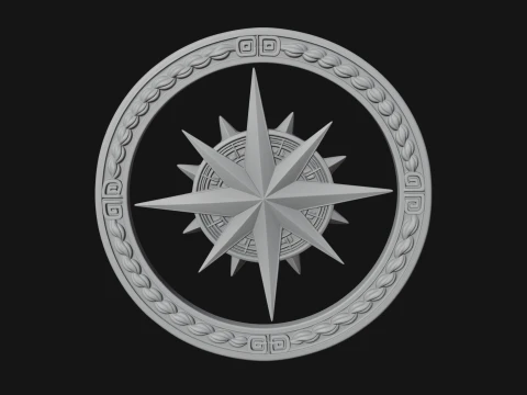 Compass Rose Medallion Pendant Design 3 - 3D Print Model 3D Print Model