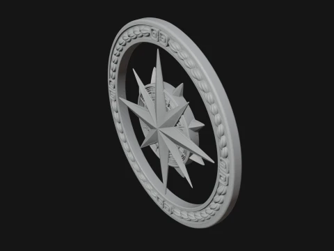 Compass Rose Medallion Pendant Design 3 - 3D Print Model 3D Print Model