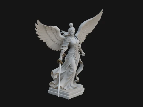 Winged Angel Warrior Woman Statue Design 9 - 3D Print Model 3D Print Model
