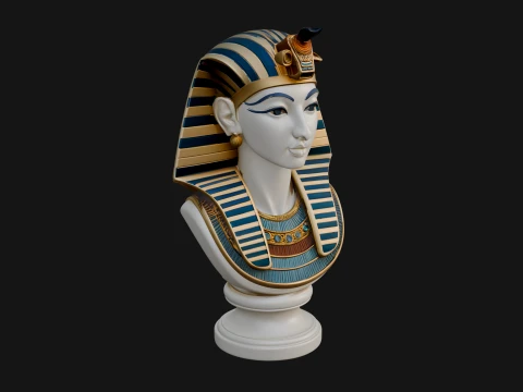 Pharaoh Nemes Bust Statue Design 3 - 3D Print Model 3D Print Model