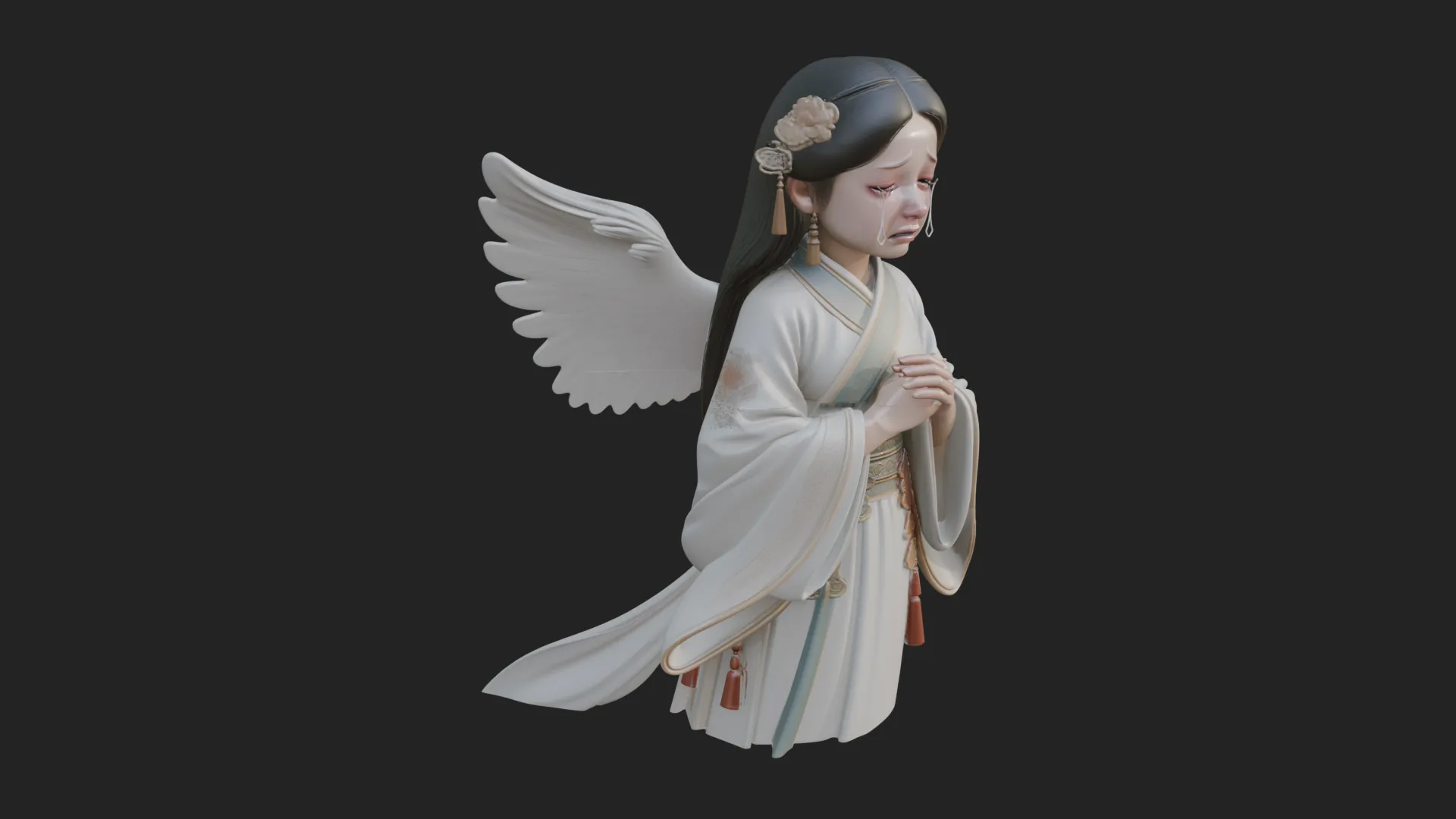 Praying Winged Girl Statue Design 1 - 3D Print Model 3D Print Model .c4d .max .obj .3ds .fbx .stl .blend 