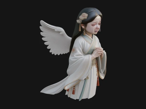 Praying Winged Girl Statue Design 1 - 3D Print Model 3D Druckmodell