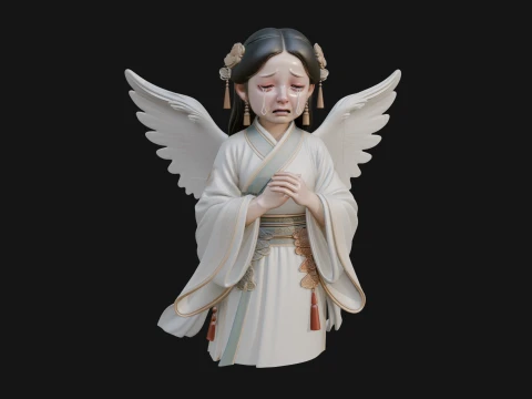 Praying Winged Girl Statue Design 1 - 3D Print Model 3D Print Model