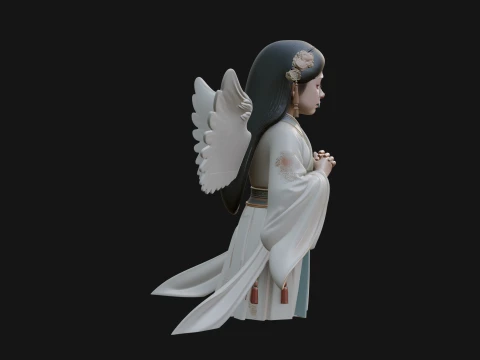 Praying Winged Girl Statue Design 1 - 3D Print Model 3D Print Model