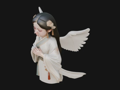 Praying Winged Girl Statue Design 1 - 3D Print Model 3D Print Model
