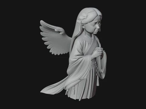Praying Winged Girl Statue Design 1 - 3D Print Model 3D Print Model