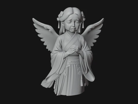 Praying Winged Girl Statue Design 1 - 3D Print Model 3D Print Model