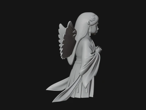Praying Winged Girl Statue Design 1 - 3D Print Model 3D Print Model