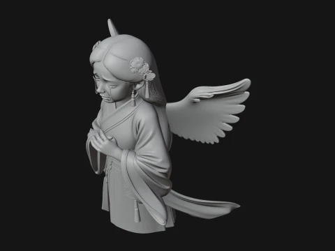 Praying Winged Girl Statue Design 1 - 3D Print Model 3D Print Model