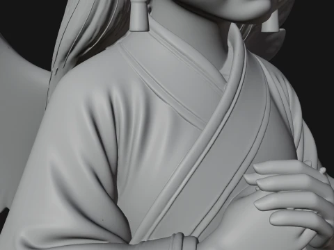 Praying Winged Girl Statue Design 1 - 3D Print Model 3D Print Model