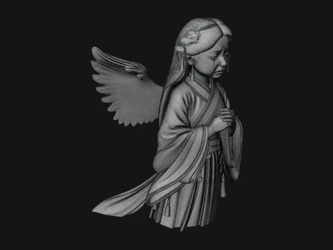 Praying Winged Girl Statue Design 1 - 3D Print Model 3D Print Model