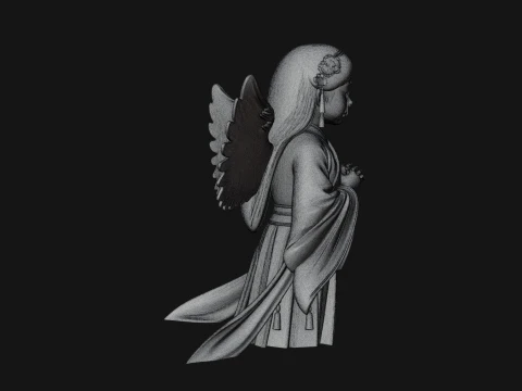 Praying Winged Girl Statue Design 1 - 3D Print Model 3D Print Model