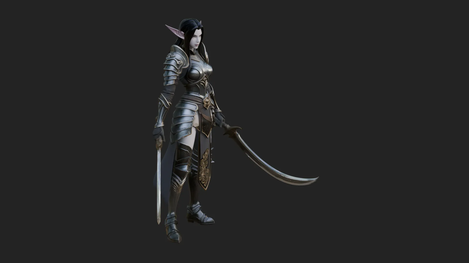 Dark Elf Warrior Woman Statue Design 5 - 3D Print Model 3D Print Model .c4d .max .obj .3ds .fbx .stl .blend 