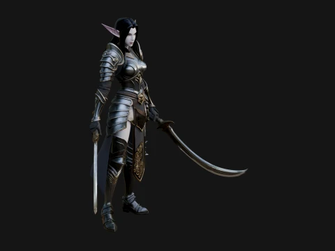 Dark Elf Warrior Woman Statue Design 5 - 3D Print Model 3D Print Model