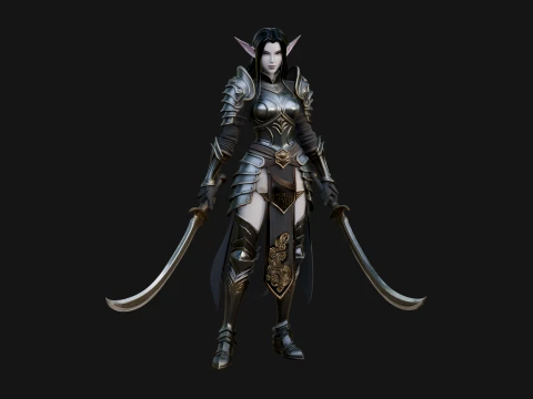 Dark Elf Warrior Woman Statue Design 5 - 3D Print Model 3D Print Model
