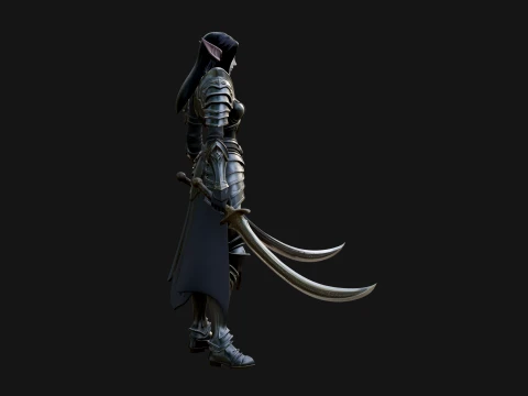 Dark Elf Warrior Woman Statue Design 5 - 3D Print Model 3D Print Model