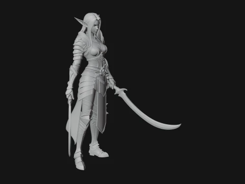 Dark Elf Warrior Woman Statue Design 5 - 3D Print Model 3D Print Model