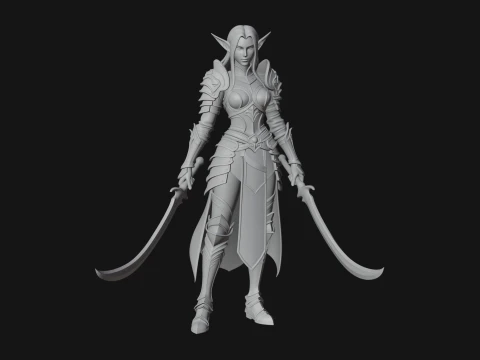 Dark Elf Warrior Woman Statue Design 5 - 3D Print Model 3D Print Model