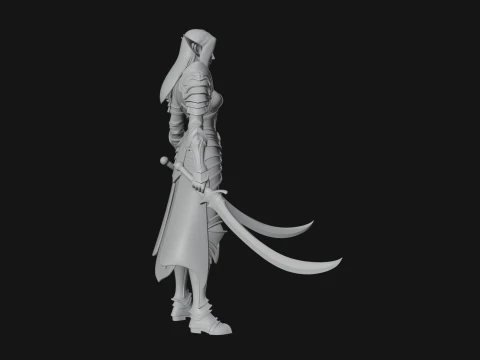 Dark Elf Warrior Woman Statue Design 5 - 3D Print Model 3D Print Model